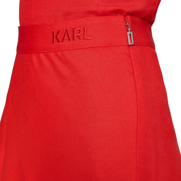 KARL LAGERFELD Elegant Women's Skirt NWT Bright Apple Red Size 12 Midrise. - Picture 2 of 4